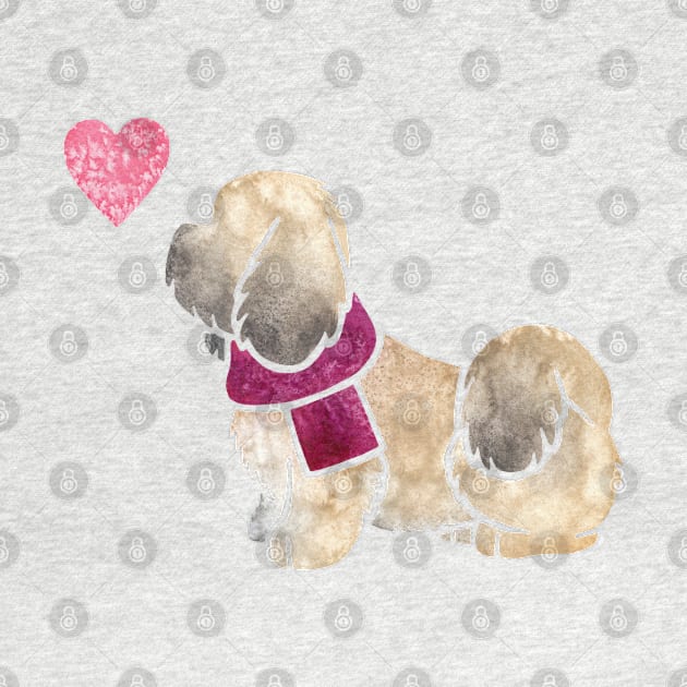 Lhasa Apso watercolour by animalartbyjess